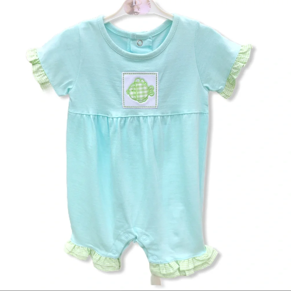 🍍NWT‎ Agabang Romper w Fish 🐠 Appliqué 3mo